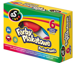 Farby Plakatowe Szkolne AS 6 Kolorów 20 ml. ASTRA