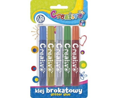 Klej Brokatowy 5 kol. 10,5 ml. ASTRA