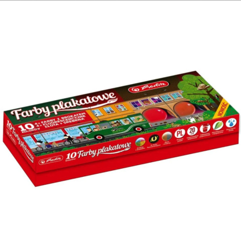 FARBY PLAKATOWE SZKOLNE PREMIUM 10 KOLORÓW , HERLITZ FARBY PLAKATOWE SZKOLNE PREMIUM 10 KOLORÓW , HERLITZ