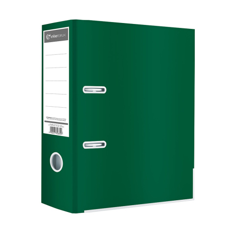 SEGREGATOR A4 75 mm. 2R DŹ CIEMNY ZIELONY BŁYSK Z OKUCIEM DOLNYM , INTERDRUK SEGREGATOR A4 75 mm. 2R DŹ CIEMNY ZIELONY BŁYSK Z OKUCIEM DOLNYM , INTERDRUK