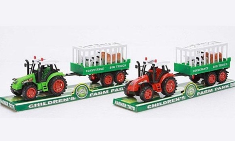 -673710 TRAKTOR Z PRZYCZEPĄ I ZWIERZĘTAMI