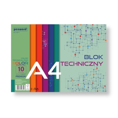 PH-3321 BLOK TECHNICZNY A4 KOLOR BT-4 250g. 10 ark