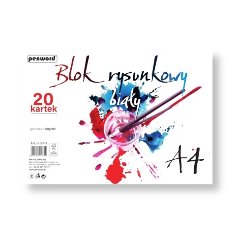 PH-9729 BLOK RYSUNKOWY A4 BIAŁY BR-1 80g. 20 KART