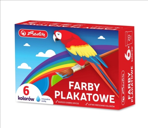 HERLITZ-560374 FARBY PLAKATOWE 6 kol. 20 ml.