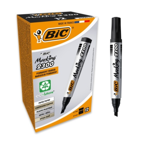 BIC-MARKER PERMANENTNY ECO ŚCIĘTY CZARNY a'12