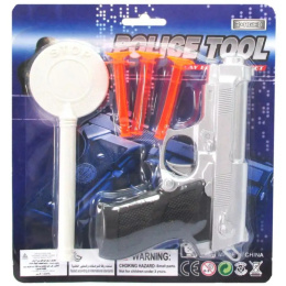 PISTOLET NA STRZAŁKI Z LIZAKIEM STOP 19x22x3 cm.