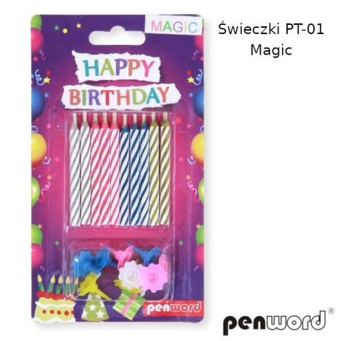 ŚWIECZKI URODZINOWE PT-01 MAGIC NIGASNĄCE 10 SZTUK Z PODSTAWKAMI ŚWIECZKI URODZINOWE PT-01 MAGIC NIGASNĄCE 10 SZTUK Z PODSTAWKAMI