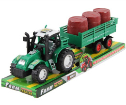 TRAKTOR Z PRZYCZEPĄ I BECZKAMI 37x12 cm. ZABAWKA