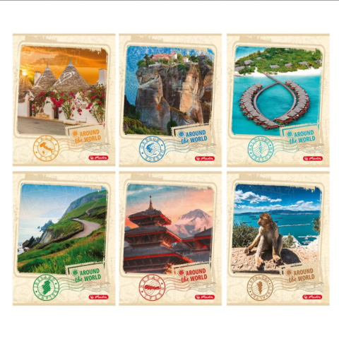 ZESZYT A4 60 KARTEK # KRATKA SERIA AROUND THE WORLD , HERLITZ ZESZYT A4 60 KARTEK # KRATKA SERIA AROUND THE WORLD , HERLITZ