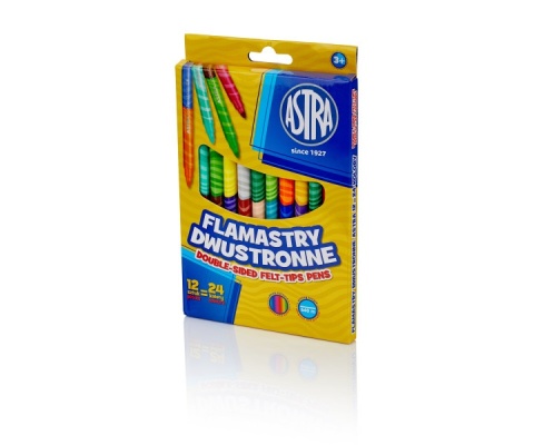 ASTRA-107462 FLAMASTRY 12 szt. 24 kol. DWUSTRONNE