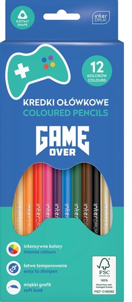 I.KREDKI OŁÓWKOWE TRÓJK. 12 kol GAME OVER FSC100%