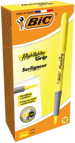 BIC-ZAKREŚLACZ BR. L. GRIP ŻÓŁTY