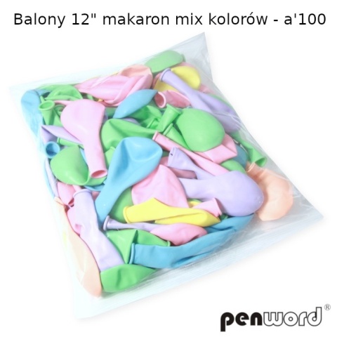 Balony Lateksowe 12" Makaron (Macaron) Mix Kolorów 100 szt. | Penword