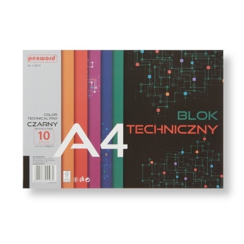 Blok Techniczny Czarny A4 180 g/m2 BT-9 (10 Kartkowy) | PENWORD
