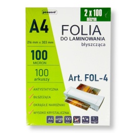 Folia do Laminacji A4 2x100 mic (100 szt.) 216x303 mm | PENWORD (FOL-4)