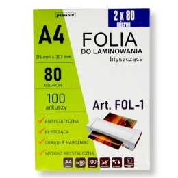 Folia do Laminacji A4 2x80 mic (100 szt.) 216x303 mm | PENWORD (FOL-1)