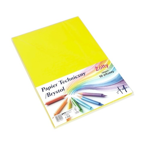 Papier Techniczny / Brystol A4 Żółty 185g CB-185-DC201 | Penword