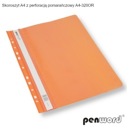 Skoroszyt Plastikowy A4 Wpinany z Perforacją Pomarańczowy | PENWORD