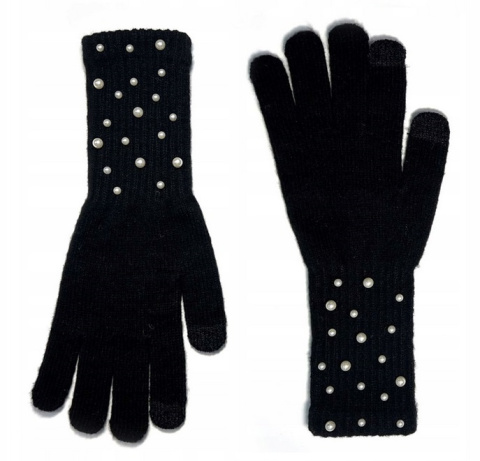 RĘKAWICZKI DAMSKIE DŁUGIE Z PERŁAMI 21 cm R-204 , BESNAZZY RĘKAWICZKI DAMSKIE DŁUGIE Z PERŁAMI 21 cm R-204 , BESNAZZY