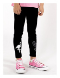 LEGGINSY DZIEWCZĘCE GETRY DŁUGIE 110-116 CZARNE FLAMINGI , YOCLUB