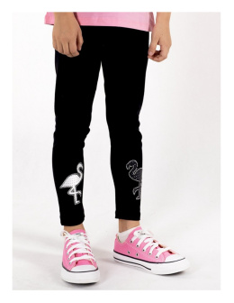 LEGGINSY DZIEWCZĘCE GETRY DŁUGIE 110-116 CZARNE FLAMINGI , YOCLUB