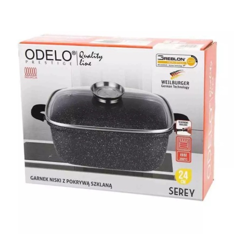 GARNEK GREBLON KWADRATOWY NISKI 24 cm 2,5 L SEREY OD1990 , ODELO