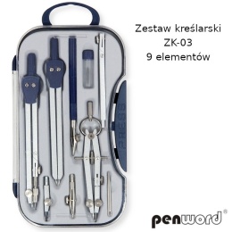 KOMPLET ZESTAW KREŚLARSKI 9 ELEMENTÓW ZK-03 , PENWORD