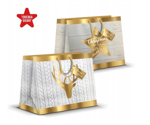 TOREBKA OZDOBNA GIGANT ŚWIĄTECZNA BOŻE NARODZENIE LUKSUSOWA ZŁOCONA TXX415BN, DELTA GRAPHIX