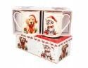 ZESTAW 2 SZTUK KUBKÓW PORCELANOWYCH ŚWIĄTECZNYCH DO KAWY 350 ML KOT PIES , LIVELLO