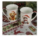 ZESTAW 2 SZTUK KUBKÓW PORCELANOWYCH ŚWIĄTECZNYCH DO KAWY 350 ML KOT PIES , LIVELLO