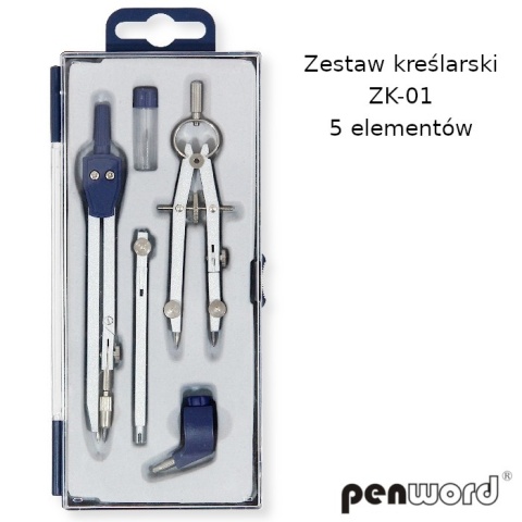 ZESTAW KOMPLET KREŚLARSKI 5 ELEMENTÓW ZK-01 , PENWORD