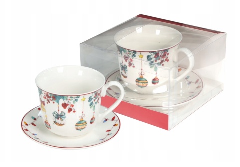 FILIŻANKA PORCELANOWA DUŻA 400 ml SPODEK 15,5 cm BOMBKI CR1-S4 , LIVELLO
