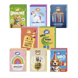 KARNET KARTKA B6 OKOLICZNOŚCIOWA URODZINOWA DZIECIĘCA Z USTAWIANYMI CYFRAMI WB3URD , DELTA GRAPHIX