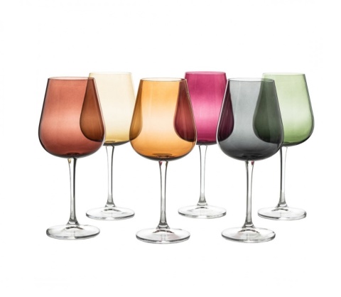 KIELISZKI DO WINA 540 ml SMOKEY MIX KOLOR 6 szt , ARDEA