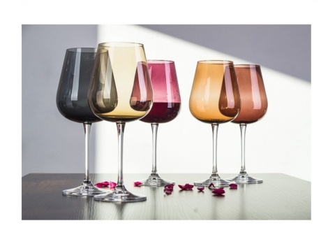 KIELISZKI DO WINA 540 ml SMOKEY MIX KOLOR 6 szt , ARDEA