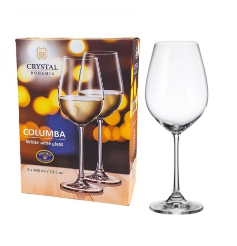 KIELISZKI KRYSZTAŁOWE DO WINA 400 ml 2 sztuki , COLUMBA