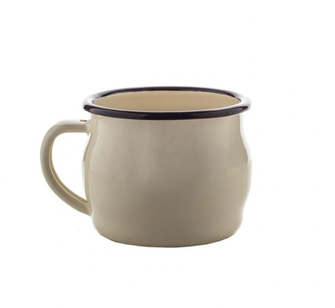 KUBEK EMALIOWANY BARYŁKA 8 CM / 0,35 L - KREM , BELIS