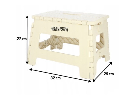 STOŁEK TABORET SKŁADANY PODNÓŻEK ANTYPOŚLIZGOWY BEŻ 22 cm 150 kg A904028 , EASYFORM