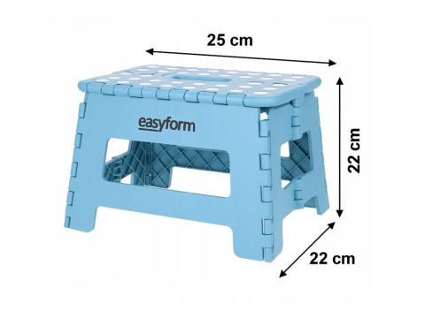 STOŁEK TABORET SKŁADANY PODNÓŻEK ANTYPOŚLIZGOWY NIEBIESKI 22 cm 150 kg A904028 , EASYFORM