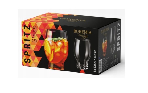 SZKLANKI 500 ml APEROL SPRITZ 6 sztuk PRESTIGE SZKŁO KRYSTALICZNE , BOHEMIA