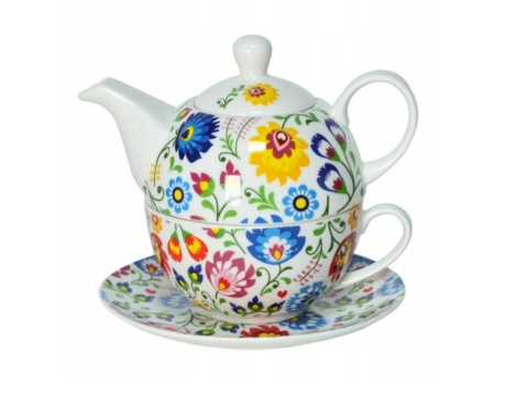 ZESTAW DZBANEK Z FILIŻANKĄ 400 + 250 ml ZE SPODKIEM SERIA FOLK CR5-F3 , LIVELLO