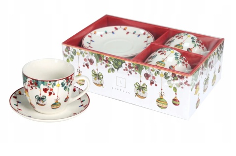 ZESTAW FILIŻANKI 250 ml ZE SPODKAMI 2 SZTUKI FILIŻANKA ZE SPODKIEM CR2-S4 , LIVELLO