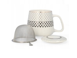 ZESTAW KUBEK Z ZAPARZACZEM GEOMETRYCZNYM 500 ml ORAZ POKRYWKĄ SERIA GEO MR3-06 , LIVELLO