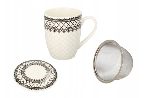 ZESTAW KUBEK Z ZAPARZACZEM ORNAMENT 350 ml ORAZ POKRYWKĄ CR3-106 , LIVELLO